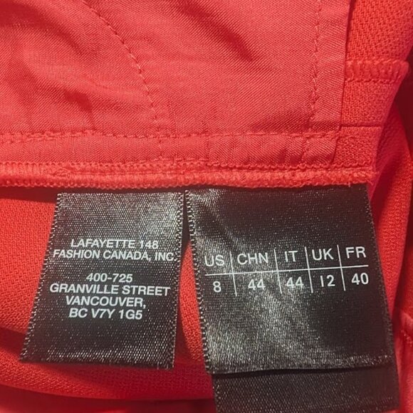 NWT LAFAYETTE 148 | Gates Straight-leg Wool-silk Pants In Stamped Poppy - Picture 11 of 13